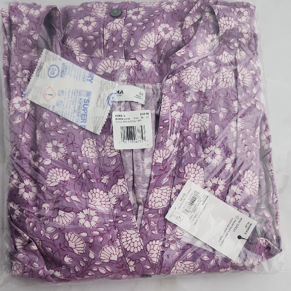Kohls Purple Floral Shirt/Blouse